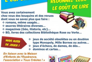 Collecte de livres et de jeux en faveur de la Maison d'Enfants de l'Espérance