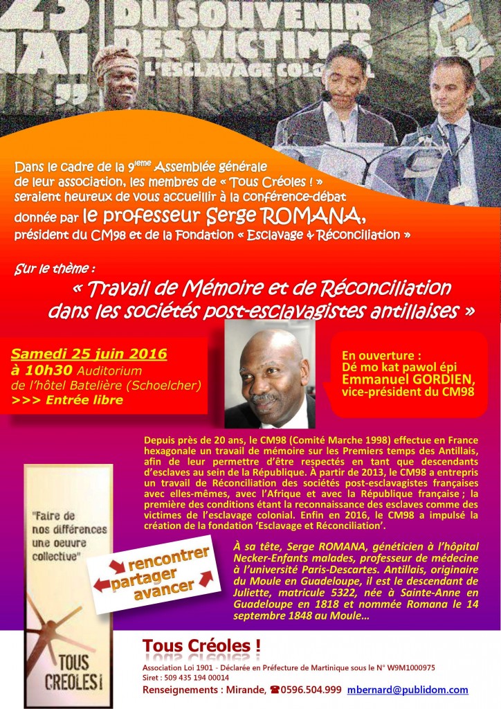 TOUS CREOLES INVITATION AGO 25-06-2016 ROMANA