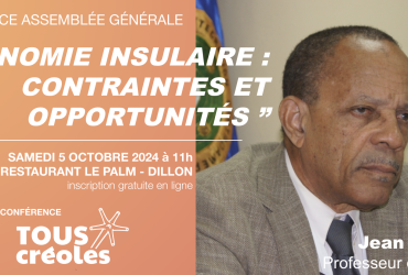 Conférence sur l’économie insulaire, avec Jean Crusol, samedi 5 octobre